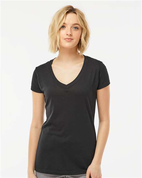 Tultex Women's Poly-Rich V-Neck T-Shirt - Image 5
