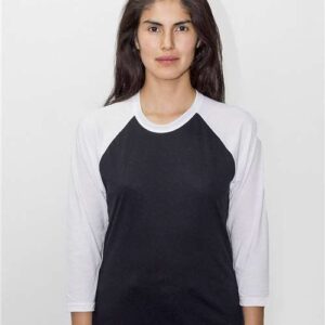 Los Angeles Apparel Unisex USA-Made Three-Quarter Sleeve Raglan Baseball T-Shirt