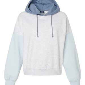MV Sport Women's Sueded Fleece Colorblocked Crop Hooded Sweatshirt