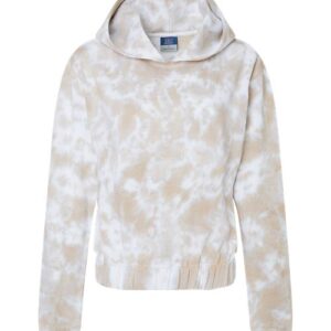 MV Sport Women's Sueded Fleece Tie-Dyed Crop Hooded Sweatshirt