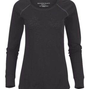 Boxercraft Women's Solid Preppy Patch Long Sleeve T-Shirt