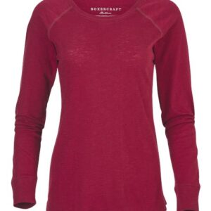 Boxercraft Women's Solid Preppy Patch Long Sleeve T-Shirt
