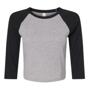 BELLA + CANVAS Women's Micro Rib Three-Quarter Raglan Sleeve Baby Tee