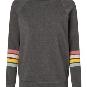 MV Sport Women's Striped Sleeves Crewneck Sweatshirt