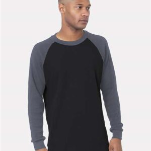 Bayside Men's USA-Made Heavyweight Waffle Knit Thermal Raglan T-Shirt