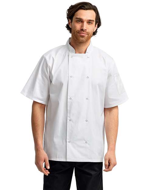 Artisan Collection by Reprime Unisex Ten Studded Front Short Sleeve Chef Coat - Image 10