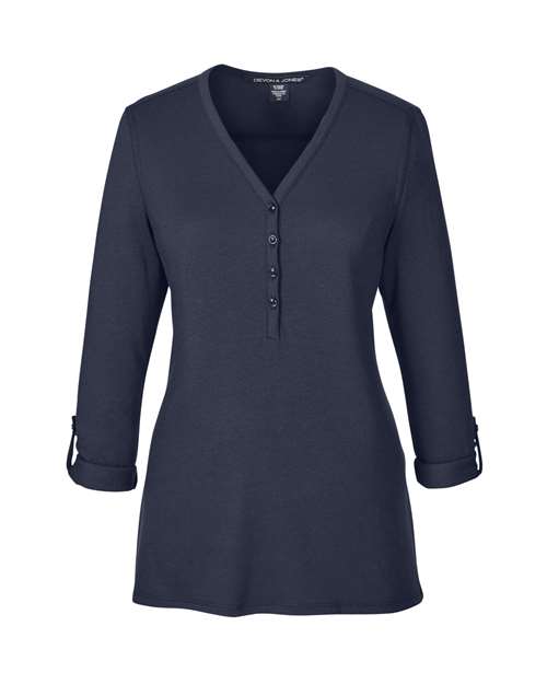 Devon & Jones Women's Perfect Fit™ Y-Placket Convertible Sleeve Knit Top - Image 6