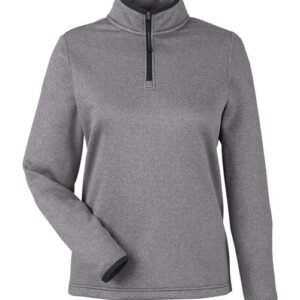 CORE365 Women's Venture Heathered Stripe Quarter-Zip Pullover