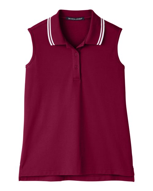 Devon & Jones Women's CrownLux Performance® Plaited Tipped Sleeveless Polo - Image 3