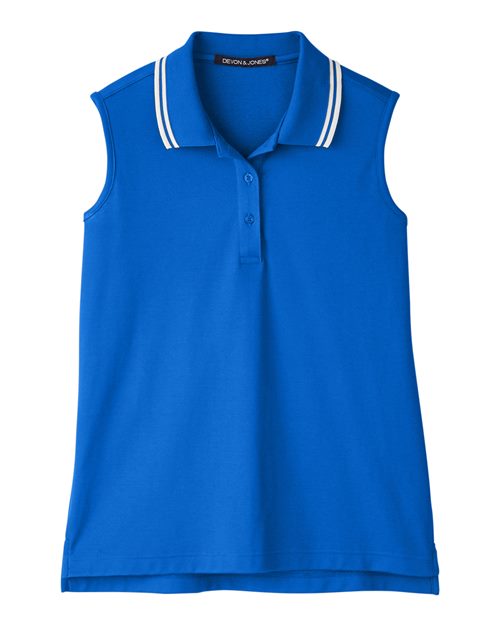 Devon & Jones Women's CrownLux Performance® Plaited Tipped Sleeveless Polo - Image 4
