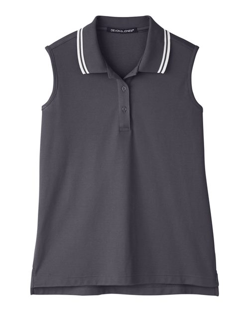 Devon & Jones Women's CrownLux Performance® Plaited Tipped Sleeveless Polo - Image 5