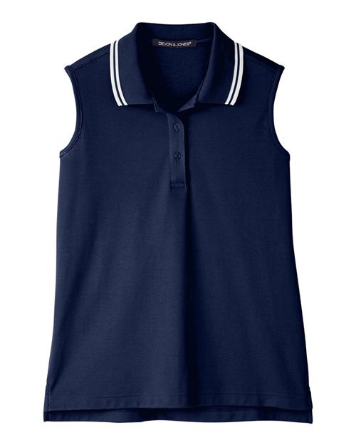 Devon & Jones Women's CrownLux Performance® Plaited Tipped Sleeveless Polo - Image 6