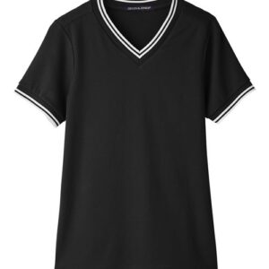 Devon & Jones Women's CrownLux Performance® Plaited Tipped V-Neck Shirt