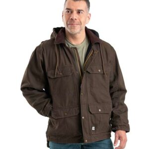 Berne Apparel Men's Heartland Washed Duck Zip-Off Hooded Coat