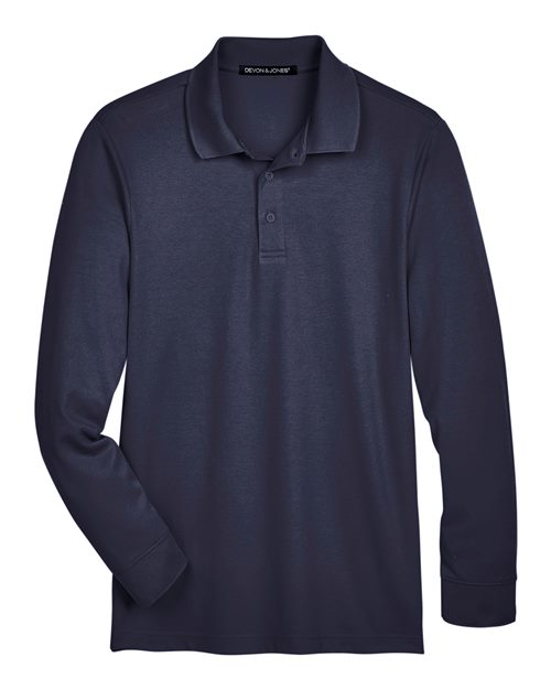 Devon & Jones Men's Tall CrownLux Performance® Plaited Long Sleeve Polo - Image 3