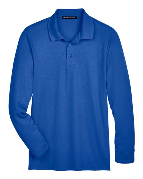 Devon & Jones Men's Tall CrownLux Performance® Plaited Long Sleeve Polo - Image 5
