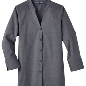 Devon & Jones Women's Crown Collection® Stretch Pinpoint Chambra Three-Quarter Sleeve Shirt