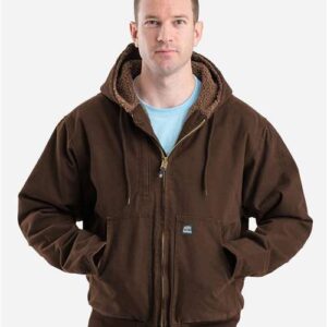 Berne Apparel Men's Highland Flex180® Washed Duck Hooded Work Jacket