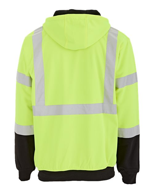 Berne Apparel Men's Hi-Vis Class 3 Color Block Full-Zip Hooded Sweatshirt - Image 2