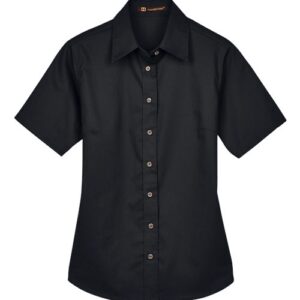 Harriton Women's Easy Blend™ Short Sleeve Twill Dress Shirt with Stain-Release