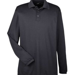 UltraClub Men's Cool & Dry Long Sleeve Mesh Piqué Polo