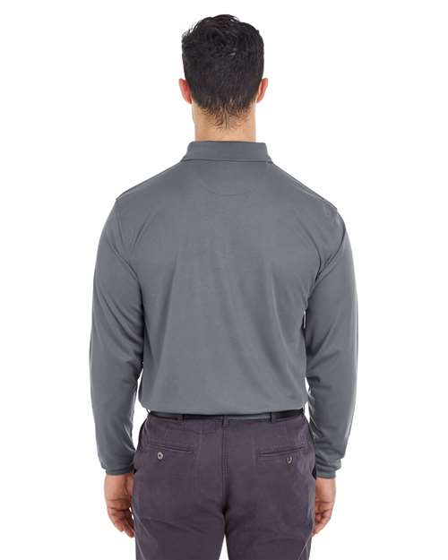 UltraClub Men's Cool & Dry Long Sleeve Mesh Piqué Polo - Image 9