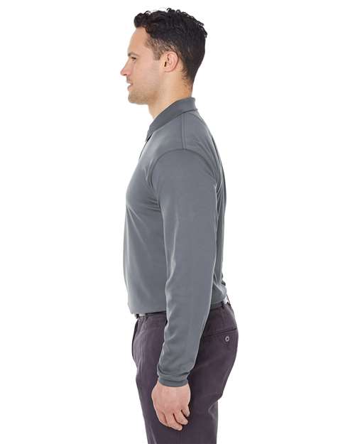 UltraClub Men's Cool & Dry Long Sleeve Mesh Piqué Polo - Image 8
