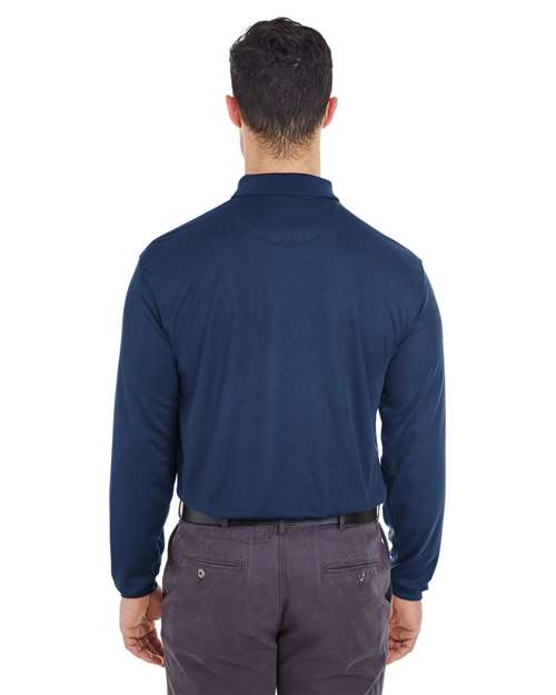 UltraClub Men's Cool & Dry Long Sleeve Mesh Piqué Polo - Image 13