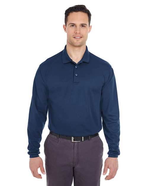 UltraClub Men's Cool & Dry Long Sleeve Mesh Piqué Polo - Image 11