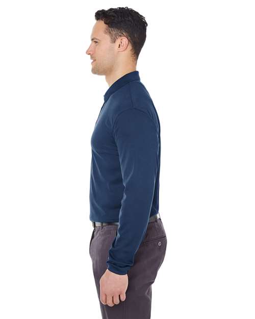 UltraClub Men's Cool & Dry Long Sleeve Mesh Piqué Polo - Image 12