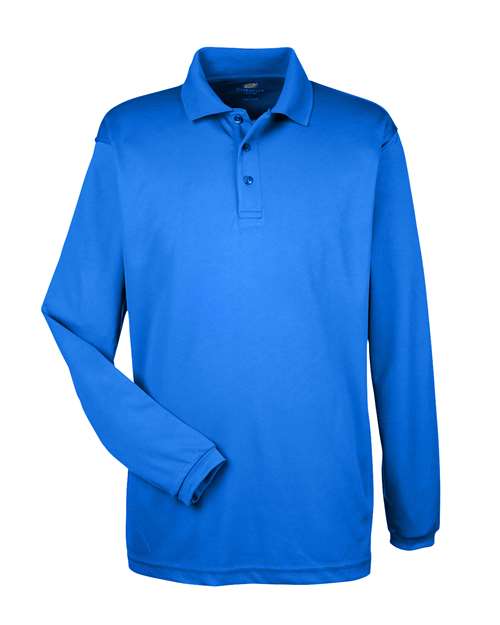 UltraClub Men's Cool & Dry Long Sleeve Mesh Piqué Polo - Image 14
