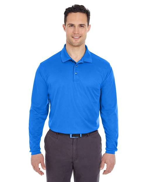 UltraClub Men's Cool & Dry Long Sleeve Mesh Piqué Polo - Image 15