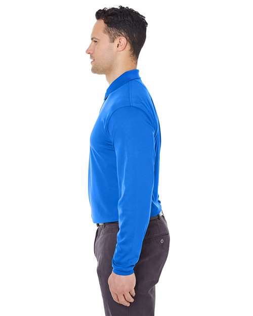 UltraClub Men's Cool & Dry Long Sleeve Mesh Piqué Polo - Image 16