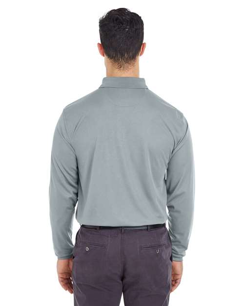 UltraClub Men's Cool & Dry Long Sleeve Mesh Piqué Polo - Image 21
