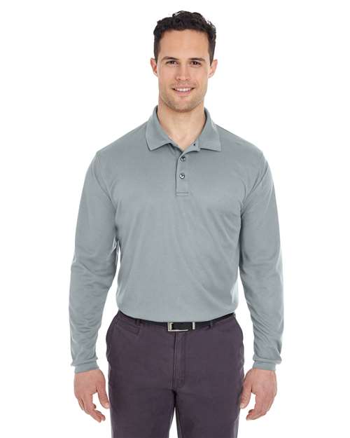 UltraClub Men's Cool & Dry Long Sleeve Mesh Piqué Polo - Image 19