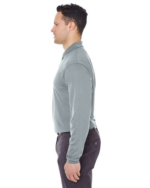 UltraClub Men's Cool & Dry Long Sleeve Mesh Piqué Polo - Image 20