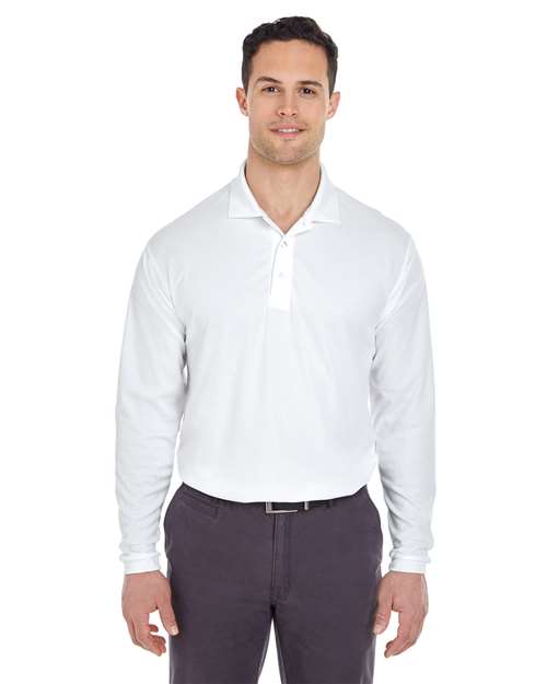 UltraClub Men's Cool & Dry Long Sleeve Mesh Piqué Polo - Image 23