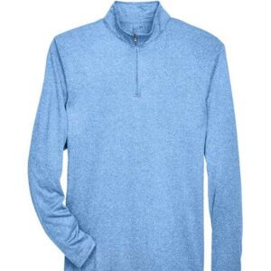 UltraClub Men's Cool & Dry Heathered Performance Quarter-Zip Pullover