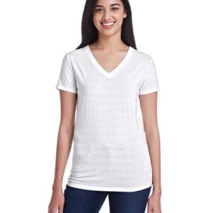 Threadfast Apparel Women's Invisible Stripe V-Neck T-Shirt