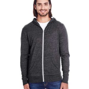 Threadfast Apparel Unisex Triblend Full-Zip Lightweight Hooded Sweatshirt