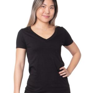 Bayside 5875 - Women's USA-Made Fine Jersey V-Neck T-Shirt