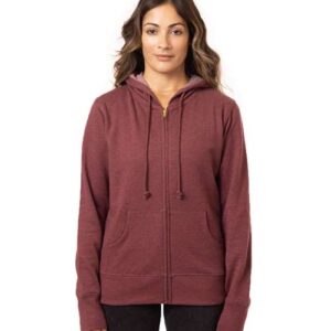 econscious Women's Heathered Full-Zip Hooded Sweatshirt