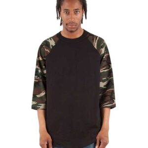 Shaka Wear Unisex Camo Raglan Tee