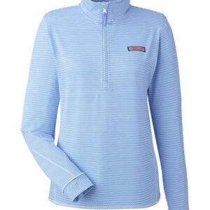 vineyard vines Women's Microstripe Sankaty Half-Zip Pullover