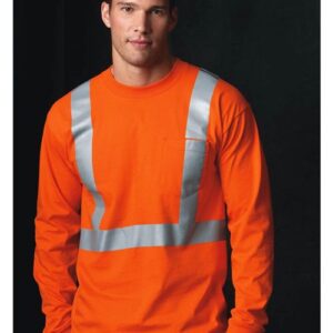 Bayside Unisex USA-Made High Visibility Long Sleeve Pocket T-Shirt