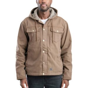 Berne Apparel HJ57 - Men's Vintage Washed Sherpa-Lined Hooded Jacket