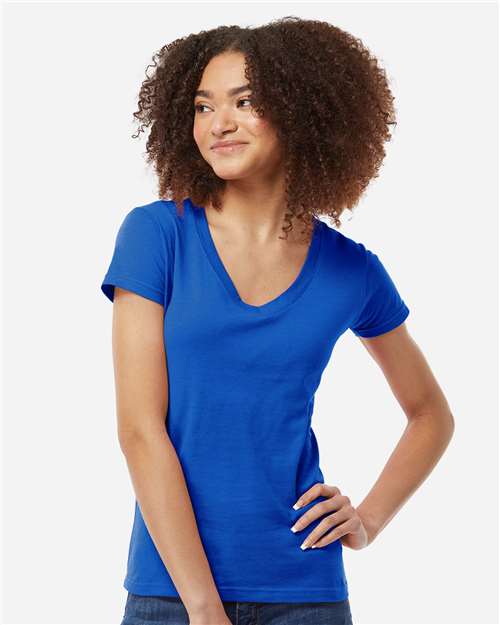 Tultex Women's Fine Jersey V-Neck T-Shirt - Image 71