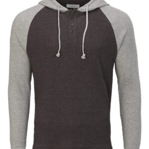 Boxercraft Unisex Waffle Knit Pullover Hooded Long Sleeve T-Shirt