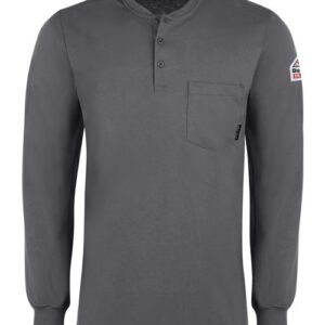 Bulwark Men's Long Sleeve Tagless Henley Shirt