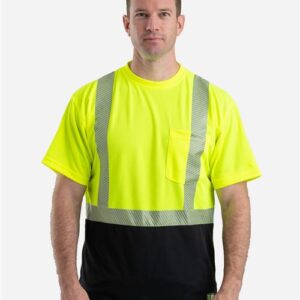 Berne Apparel HVK017 - Men's Hi-Vis Class 2 Color Blocked Pocket T-Shirt